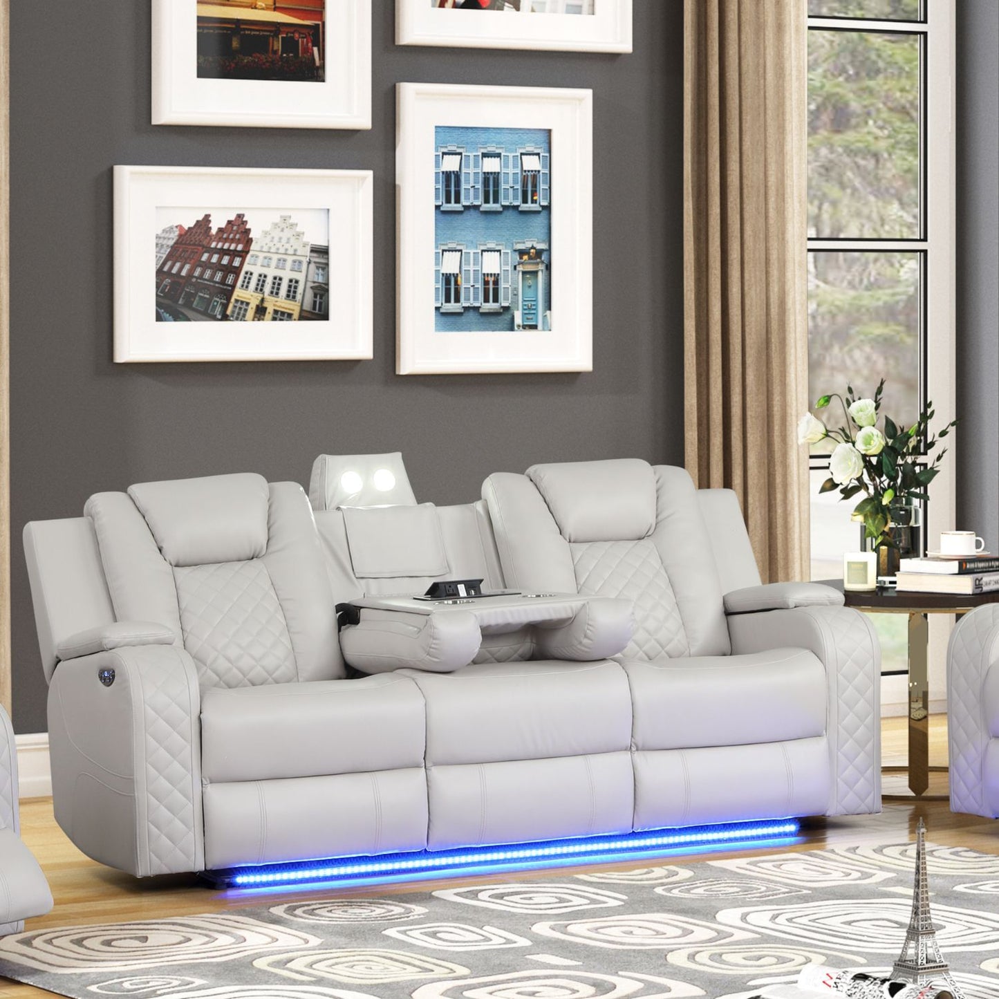 Benz - Power Recliner Set With LED Lighting And USB Charging