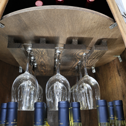 Whiskey & Wine Barrel Home Bar Set #1 — Bar Cabinet, Pub Table & Stools