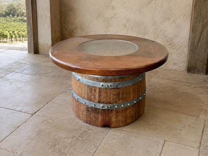 Whiskey & Wine Barrel Half-Barrel Table Set — 2 Chairs