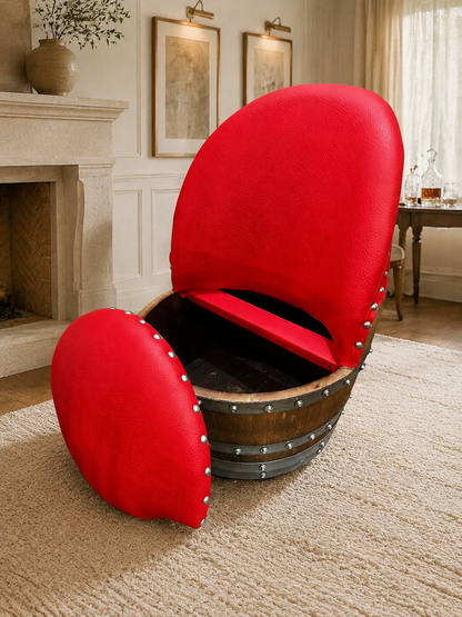 Whiskey & Wine Barrel Coffee Table Set — Full Round Table, 4 Chairs