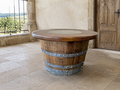 Whiskey & Wine Barrel Half-Barrel Table Set — 2 Chairs