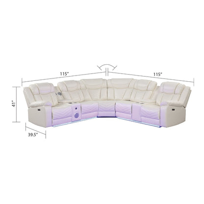Challenger - Recliner Sectional Sofa, Built In USB, C Ports & Bluetooth