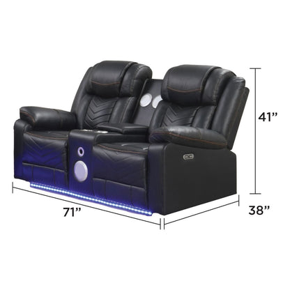Challenger LED Power Recliner Loveseat With Console