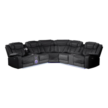 Challenger - Recliner Sectional Sofa, Built In USB, C Ports & Bluetooth