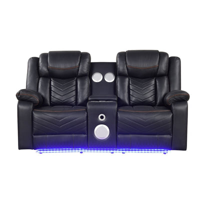 Challenger LED Power Recliner Loveseat With Console