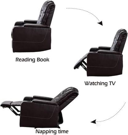 CANMOV Electric Power Recliner Chair Set of 2, Breathable Leather Home Theater Seating with Hidden Arm Storage, Power Recliner Chair for Living Room with USB Ports and Cup Holders,Brown