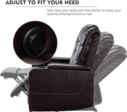 CANMOV Electric Power Recliner Chair Set of 3, Breathable Leather Home Theater Seating with Hidden Arm Storage, Power Recliner Chair with USB Ports and Cup Holders for Living Room,Brown