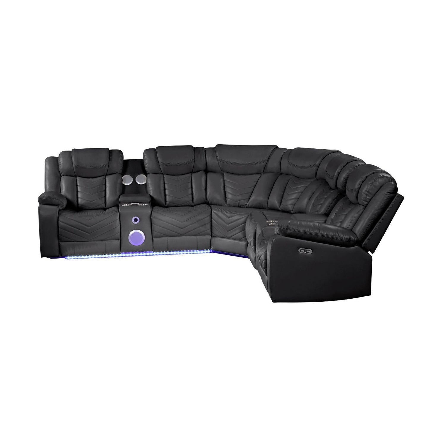 Challenger - Recliner Sectional Sofa, Built In USB, C Ports & Bluetooth
