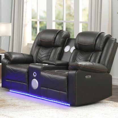 Challenger LED Power Recliner Loveseat With Console