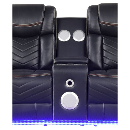 Challenger LED Power Recliner Loveseat With Console