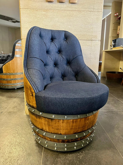 Luxury Whiskey & Wine Barrel Captain Chair — Memory Foam, Brown Upholstery (October Pre-Order)
