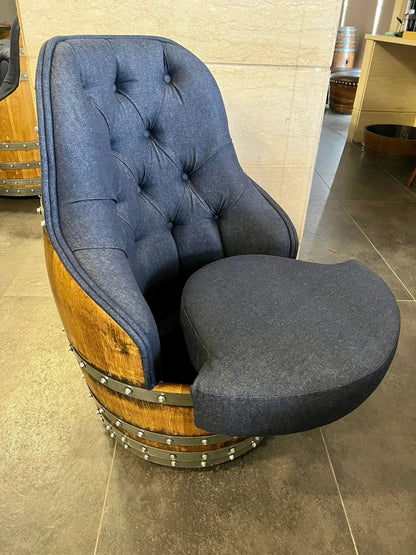 Luxury Whiskey & Wine Barrel Captain Chair — Memory Foam, Brown Upholstery (October Pre-Order)