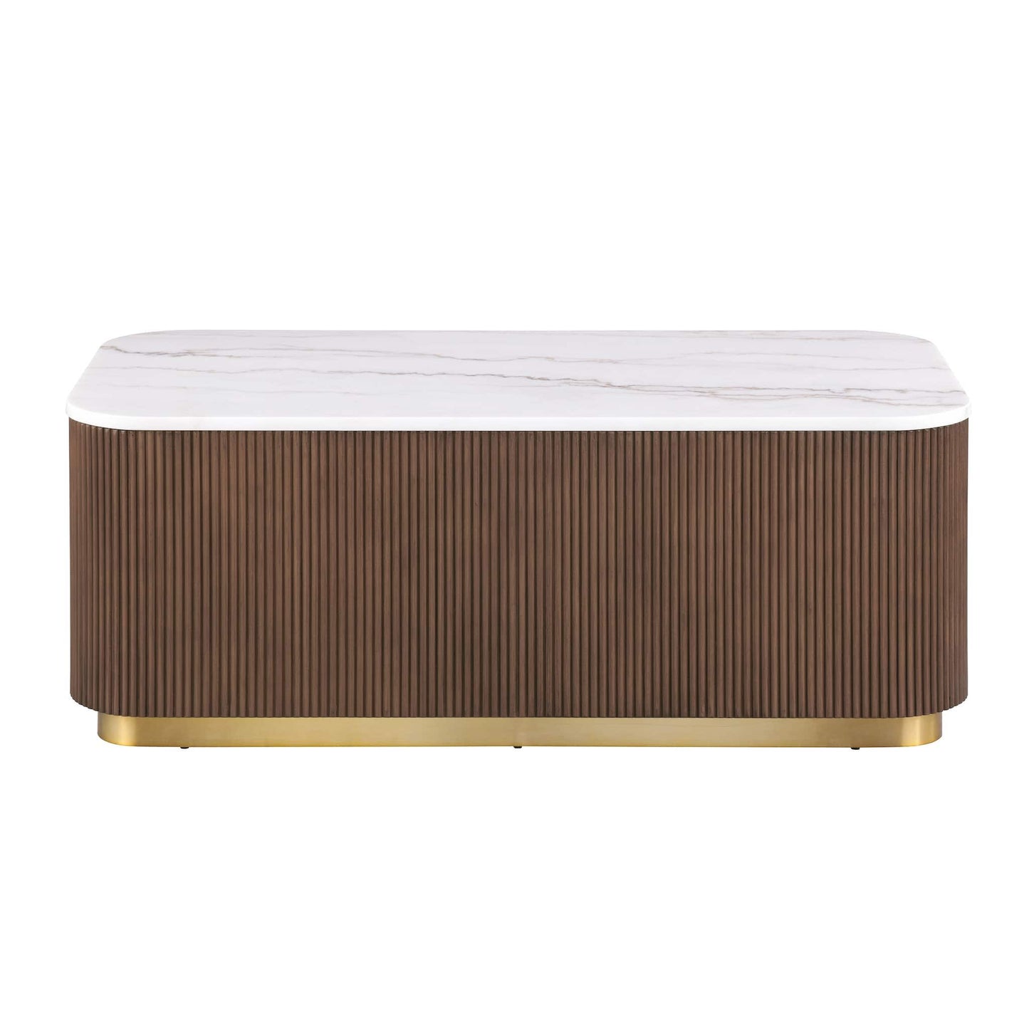 3 Piece Table Set (Rectangle Cocktail Table And Two Square End Tables) - Brown / Gold / White