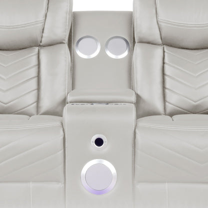 Challenger LED Power Recliner Loveseat With Console
