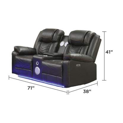 Challenger LED Power Recliner Loveseat With Console