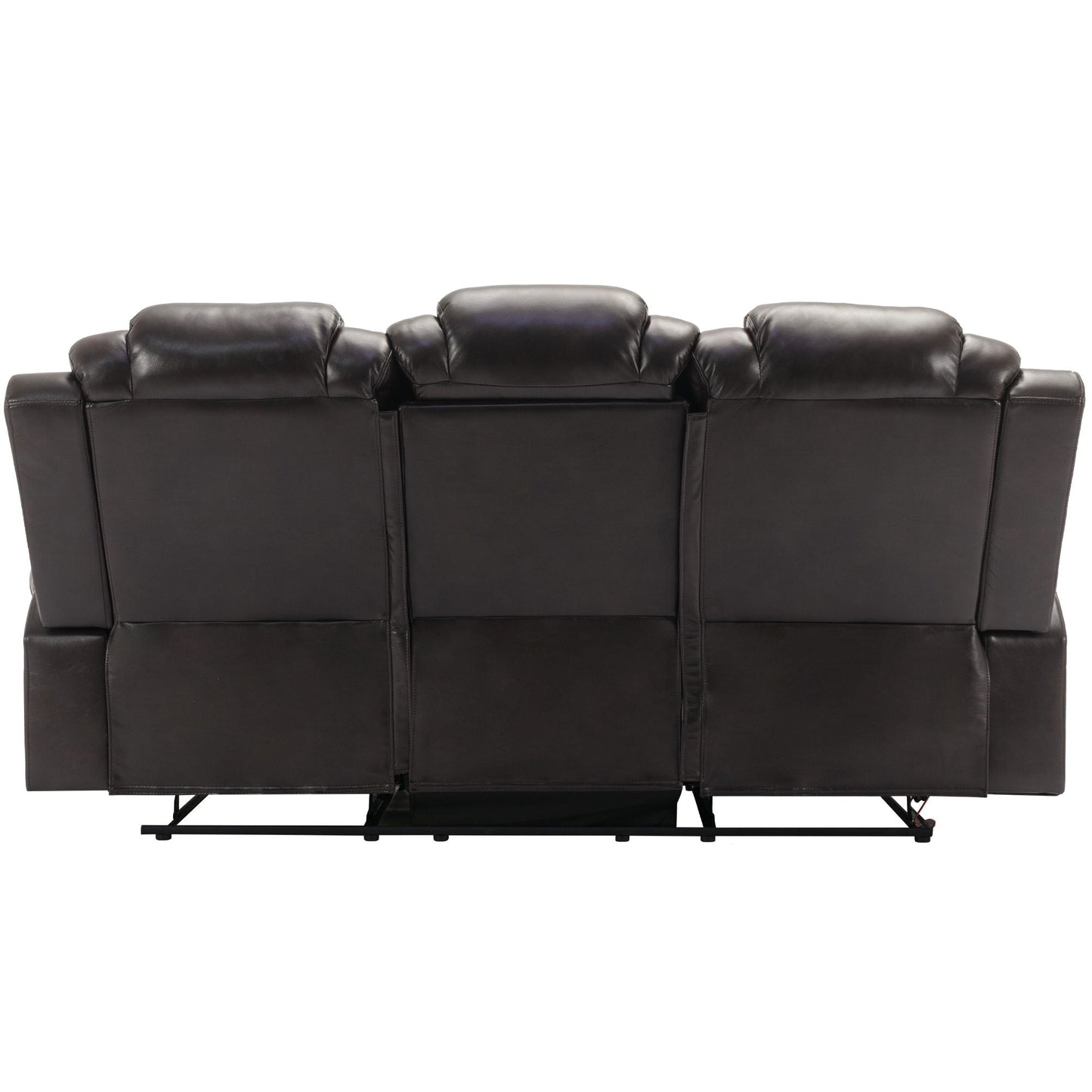 3 Pieces Recliner Sofa Sets Home Theater Seating Manual Recliner Chair With Center Console And LED Light Strip For Living Room