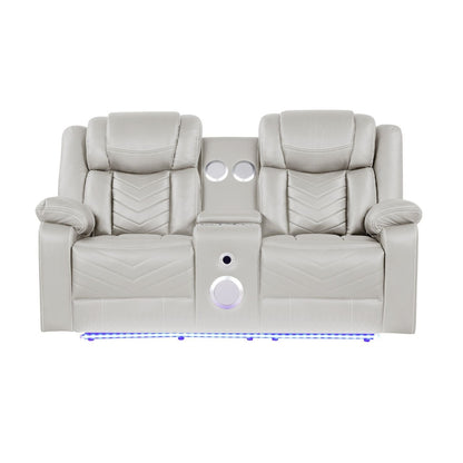 Challenger LED Power Recliner Loveseat With Console