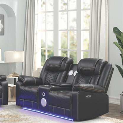 Challenger LED Power Recliner Loveseat With Console