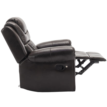 3 Pieces Recliner Sofa Sets Home Theater Seating Manual Recliner Chair & Center Console And LED Light Strip For Living Room - Brown