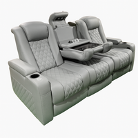 Home Theater Recliner Built for Luxury Entertainment, Motorized Recline, Premium Leather, Triple Seat