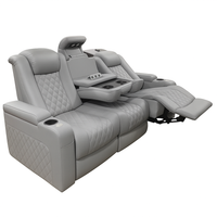 Home Theater Recliner Built for Luxury Entertainment, Motorized Recline, Premium Leather, Triple Seat