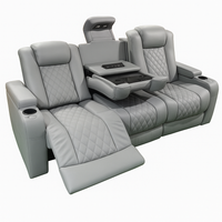 Home Theater Recliner Built for Luxury Entertainment, Motorized Recline, Premium Leather, Triple Seat