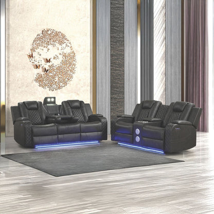 Benz - Power Recliner Set With LED Lighting And USB Charging