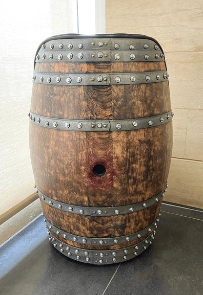 Luxury Whiskey & Wine Barrel Captain Chair — Memory Foam, Brown Upholstery (October Pre-Order)